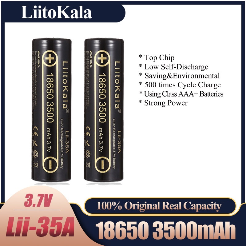 Vape Battery 18650 - 2-10 unidades Bateria Recarregável LiitoKala Lii-35A