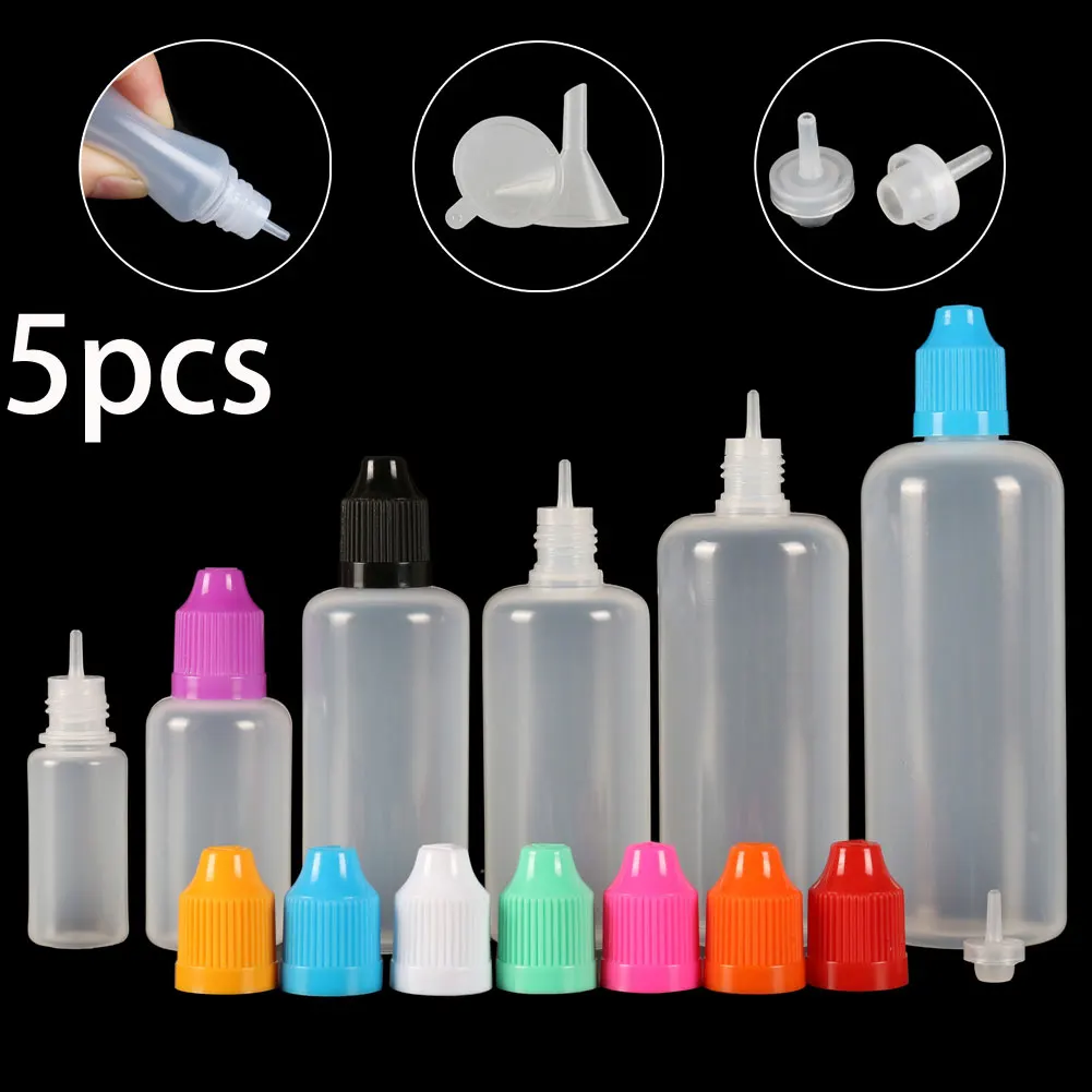 Juice Bottle Dropper - Garrafas conta-gotas de plástico, 5 peças