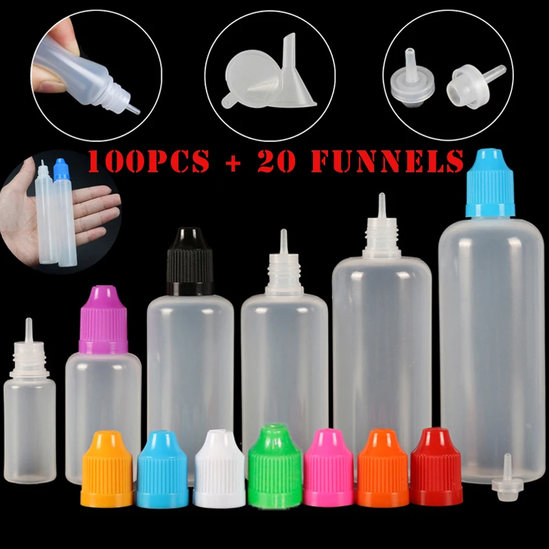Juice Bottle Dropper - 100 peças 3/5/10/15/20/30/50/100/120ml vazio ldpe plástico